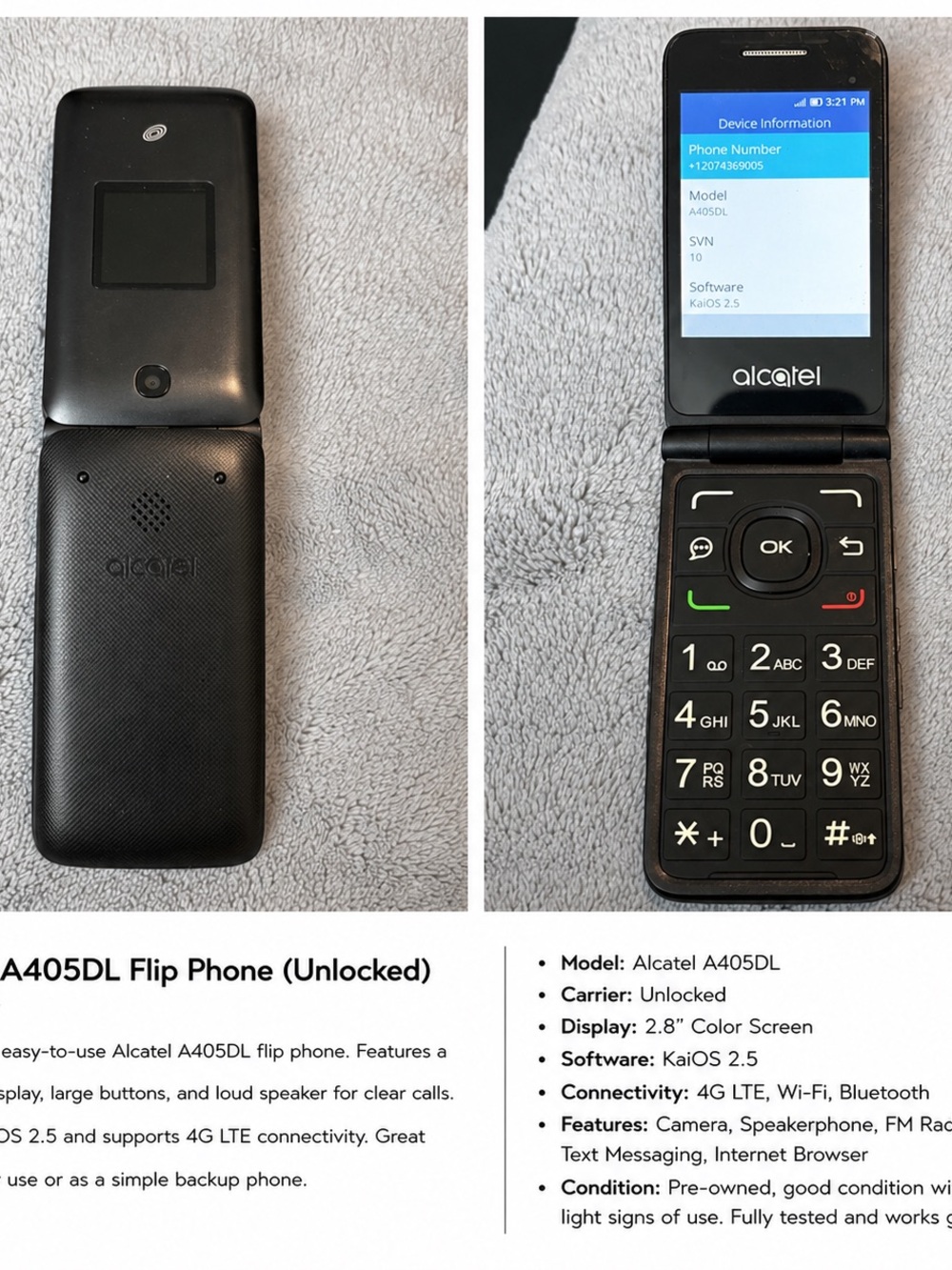 A405DL Unlocked Flip Phone - Black